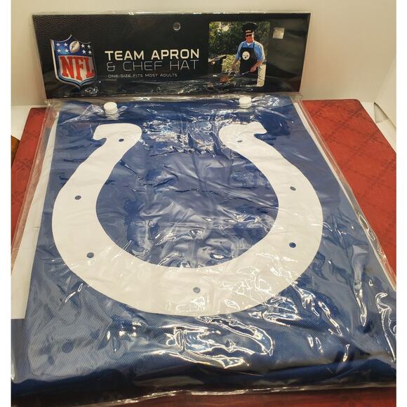 Indianapolis Colts Team Apron and Chef Hat Set Adult One Size Gift Dad NFL - Picture 2 of 7